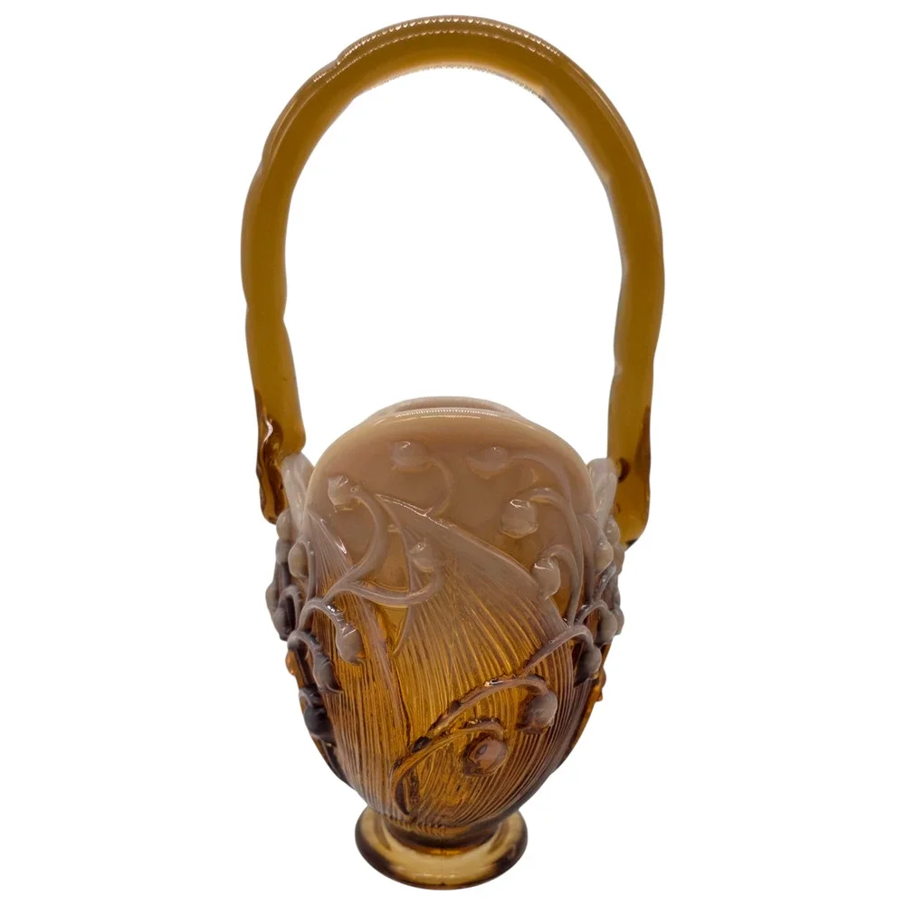 FENTON CAMEO OPAL LILY OF THE VALLEY BASKET